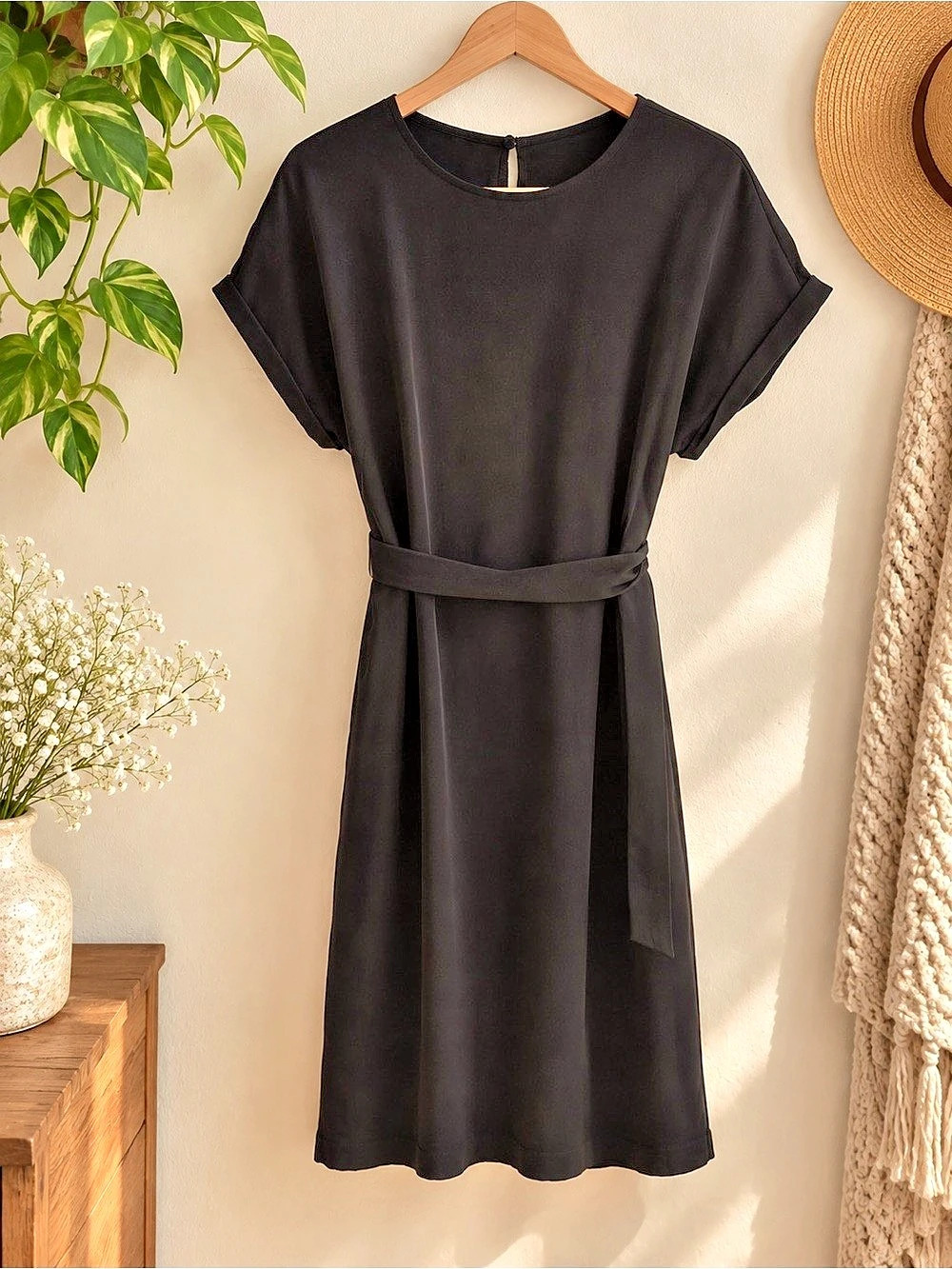 Silk Black Midi Dress